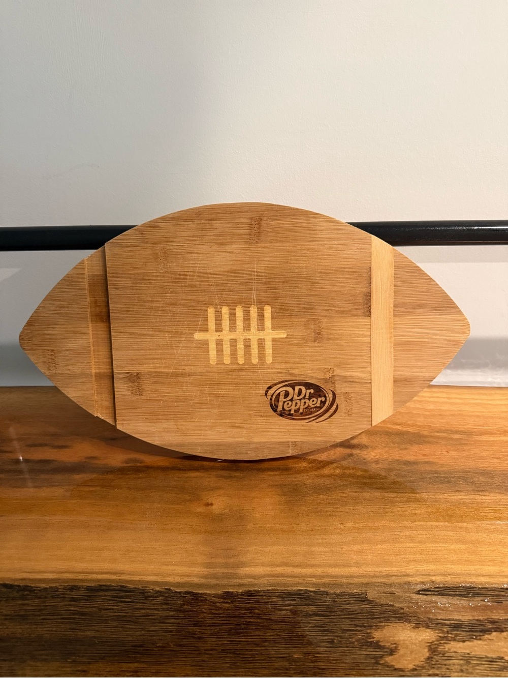 Dr Pepper Football-Shaped Bamboo Serving Board